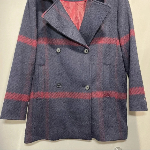 Tommy Hilfiger Plaid Double Breasted Coat Women size Large - Picture 8 of 15